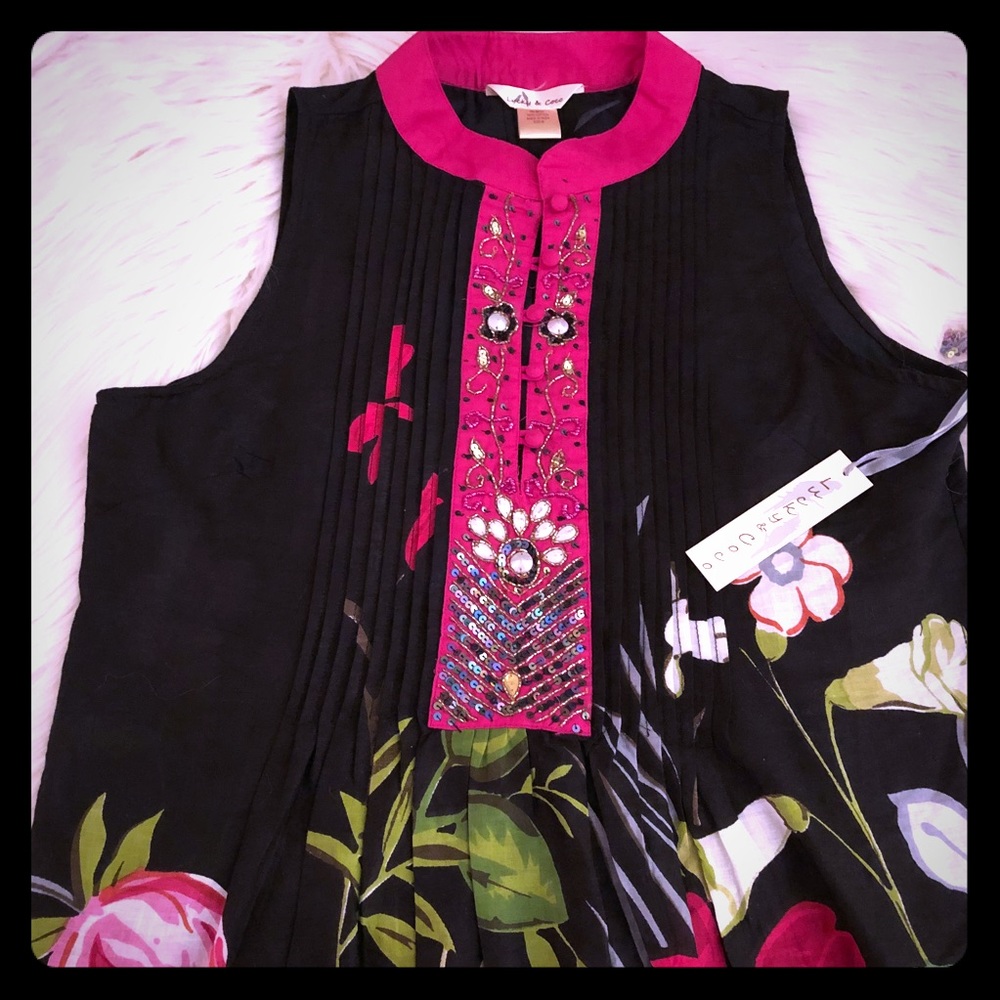 NWT Mandarin Collar Embellished Mini Dress / Tunic